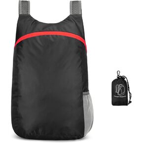 Lightweight Foldable Waterproof Backpack For Men Women Outdoor Sports Travel Leisure Bag Hiking Small Daypack 20L (Black) in Kuwait
