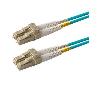 SpeedyFiberTX - 12-Pack 15 Meter Multimode 40G 100G OM4 50/125 Fiber Patch Cable, Duplex LC to LC, Slim Aqua Fire Retardant Plenum OFNP Cable Jacket in Saudi Arabia