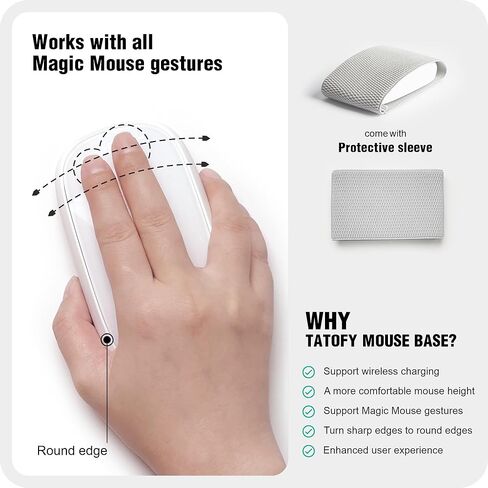 شاحن الماوس Tatofy متوافق مع Magic Mouse 2 (USB-C) مع دعم الشحن اللاسلكي ، قاعدة مريحة (أسود) in Kuwait