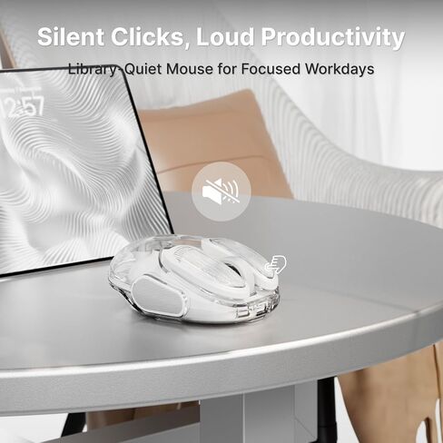 Wireless Clear Mouse Dual Mode Bluetooth & 2.4G, Silent Cute Mice-Silver in Kuwait