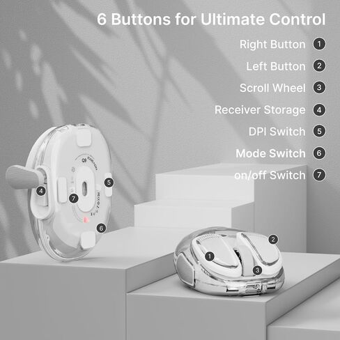 Wireless Clear Mouse Dual Mode Bluetooth & 2.4G, Silent Cute Mice-Silver in Kuwait