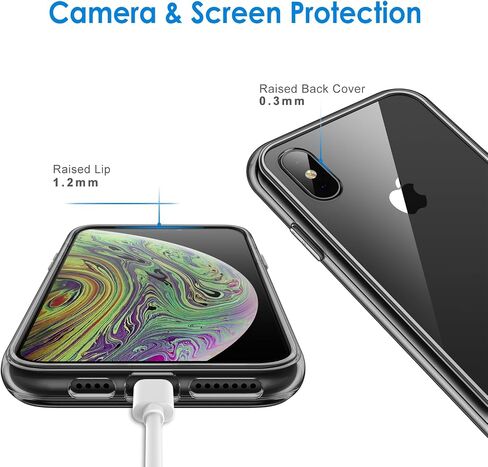 JETech Case for iPhone Xs Max 6.5-Inch, Non-Yellowing Shockproof Phone Bumper Cover, Anti-Scratch Clear Back (Clear) in Kuwait