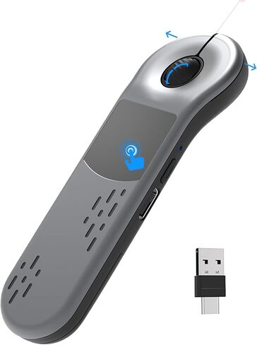 Air Mouse for PC/iOS/Android with Touchpad Rechargeable Wireless Presentation for PPT Pointer Bluetooth 2.4G Remote Control for PowerPoint/Keynote/Tiktok/Camera/Kindle App (Silver) in Saudi Arabia