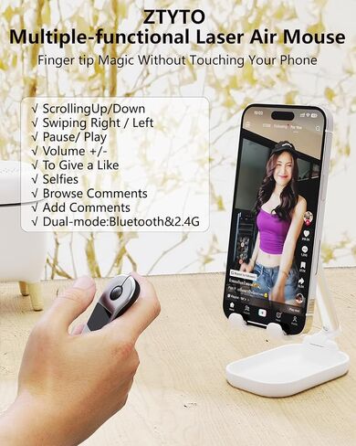 Air Mouse for PC/iOS/Android with Touchpad Rechargeable Wireless Presentation for PPT Pointer Bluetooth 2.4G Remote Control for PowerPoint/Keynote/Tiktok/Camera/Kindle App (Silver) in Saudi Arabia