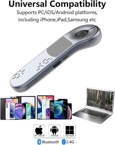 Air Mouse for PC/iOS/Android with Touchpad Rechargeable Wireless Presentation for PPT Pointer Bluetooth 2.4G Remote Control for PowerPoint/Keynote/Tiktok/Camera/Kindle App (Silver) in Saudi Arabia