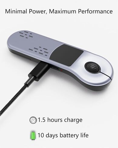 الماوس الجوي للكمبيوتر الشخصي/iOS/Android مع عرض لاسلكي لقابل لإعادة الشحن لمؤشر PPT Bluetooth 2.4G عن بُعد عن بؤرة PowerPoint/Keynote/Tiktok/Camera/Kindle (Silver) in Kuwait