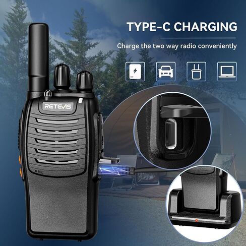 Retevis H-777 Rechargeable Walkie Talkies with Speaker Mic, Long Range 2 Way Radios, Portable FRS Two Way Radios with LED Flashlight(Black, 2 Pack) in Saudi Arabia