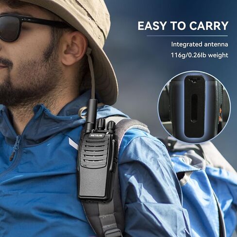 Retevis H-777 Rechargeable Walkie Talkies with Speaker Mic, Long Range 2 Way Radios, Portable FRS Two Way Radios with LED Flashlight(Black, 2 Pack) in Saudi Arabia