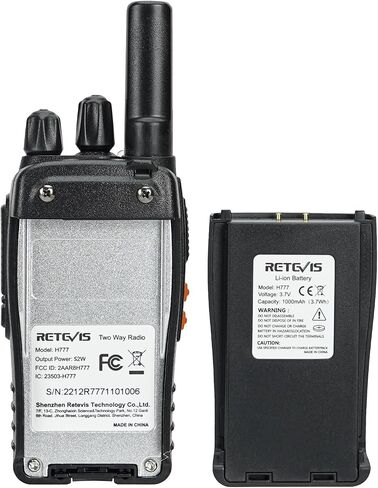 Retevis H-777 Rechargeable Walkie Talkies with Speaker Mic, Long Range 2 Way Radios, Portable FRS Two Way Radios with LED Flashlight(Black, 2 Pack) in Saudi Arabia