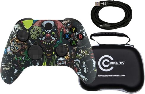 Custom Controllerzz Scary Party Controller Bundle – Includes Scary Party Custom Wireless Controller for Xbox Series X/S, Xbox One, PC & Braided USB-C Cable & Universal Protective Case in Kuwait