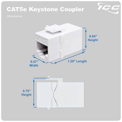 ICC CAT5e RJ45 Inline Keystone Coupler, 8P8C Female-to-Female Jack, Feed-Through PCB Module for Wall Plates & Patch Panels, UL Listed, Black, 10-Pack in Saudi Arabia
