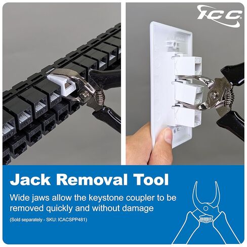 ICC CAT5e RJ45 Inline Keystone Coupler, 8P8C Female-to-Female Jack, Feed-Through PCB Module for Wall Plates & Patch Panels, UL Listed, Black, 10-Pack in Saudi Arabia