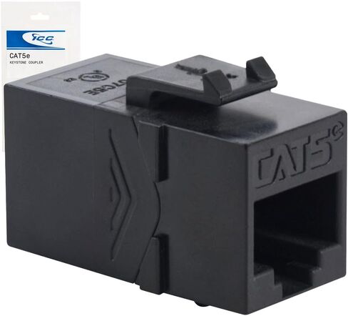 ICC CAT5e RJ45 Inline Keystone Coupler, 8P8C Female-to-Female Jack, Feed-Through PCB Module for Wall Plates & Patch Panels, UL Listed, Black, 10-Pack in Saudi Arabia