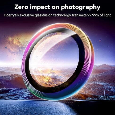Hoerrye for Samsung Galaxy S25 Ultra Camera Lens Protector - Case-Friendly,Ultra-HD 9H Tempered Glass Screen Protector, Anti-Scratch, Space Titanium Military-Grade Drop Protection, Colorful in Kuwait