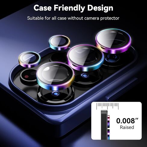 Hoerrye for Samsung Galaxy S25 Ultra Camera Lens Protector - Case-Friendly,Ultra-HD 9H Tempered Glass Screen Protector, Anti-Scratch, Space Titanium Military-Grade Drop Protection, Colorful in Kuwait