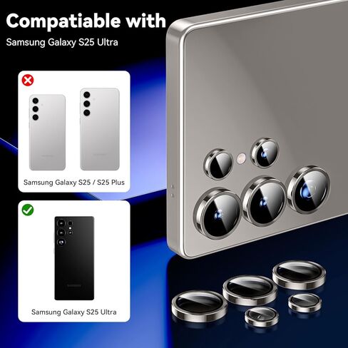 Hoerrye for Samsung Galaxy S25 Ultra Camera Lens Protector-واقي شاشة زجاجي فائق HD HD 9H ، ومكافحة الصدفة ، وحماية إسقاط من الدرجة العسكرية الفضائية ، ملونة in Kuwait