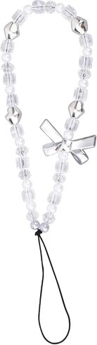 Pearl Phone Charm Strap, Cute Y2K Pearl Bow-Knot Beaded Mobile Phone Wristband for Wallets Cameras Keychains Backpacks Accessories in Saudi Arabia