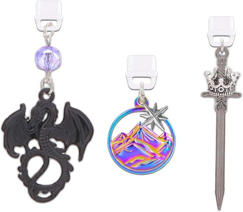 قابس الغبار لسحر Kindle-3pcs المعلقات Black Dragon Sword ، أغطية ميناء USB-C للهاتف والزعيم الإلكتروني ، هدايا عيد الهالوين الخيالية لعشاق الكتب النساء in Saudi Arabia