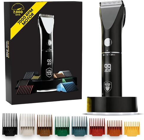 Beard Club PT45 Beard Trimmer & Beard Care Grooming Kit – Cordless Electric Beard Trimmer, Straight Edge Razor, Beard Shampoo, Sandalwood Beard Balm, Beard Brush and Comb - Holiday Gift Kit in Kuwait
