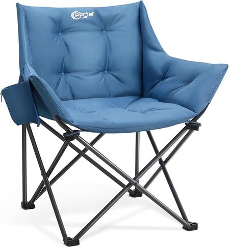 Portal Oversized Padded Camping Chair,350 lbs Folding Chairs Outdoor,Blue in Kuwait