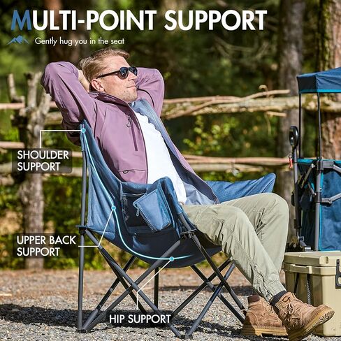 Portal Oversized Padded Camping Chair,350 lbs Folding Chairs Outdoor,Blue in Kuwait