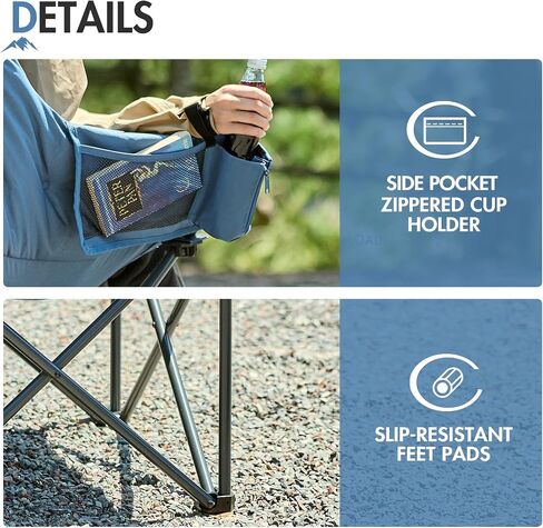 Portal Oversized Padded Camping Chair,350 lbs Folding Chairs Outdoor,Blue in Kuwait