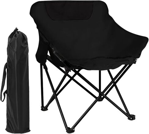 COSY105CMoon Chair Camping Chair Portable Folding Lounge Chair Lightweight Outdoor Recliner 265lbs Capacity Oxford Fabric & Aluminum Frame Includes Carry Bag for Beach Fishing Travel (Black) in Saudi Arabia