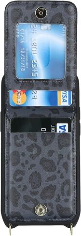 بالنسبة لـ iPhone 13 Mini Phone Case مع حامل البطاقة وحزام للنساء ، حقيبة Crossbody مع حلقة محفظة Stand Stand Szipper لمحفظة Apple13Mini - الفهد الأبيض in Kuwait