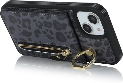 بالنسبة لـ iPhone 13 Mini Phone Case مع حامل البطاقة وحزام للنساء ، حقيبة Crossbody مع حلقة محفظة Stand Stand Szipper لمحفظة Apple13Mini - الفهد الأبيض in Kuwait