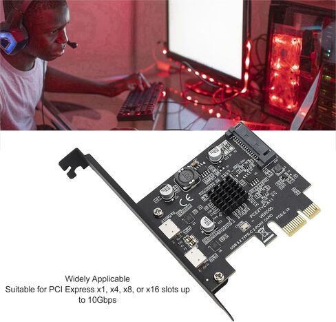 PCI E 1x إلى USB 3.2PCI بطاقة تمدد Express ، نقل بيانات عالية السرعة ، نقل ملفات فعالة ، Gen2 Dual Type C عالية السرعة 10 جيجابت في الثانية PCI Express in Kuwait