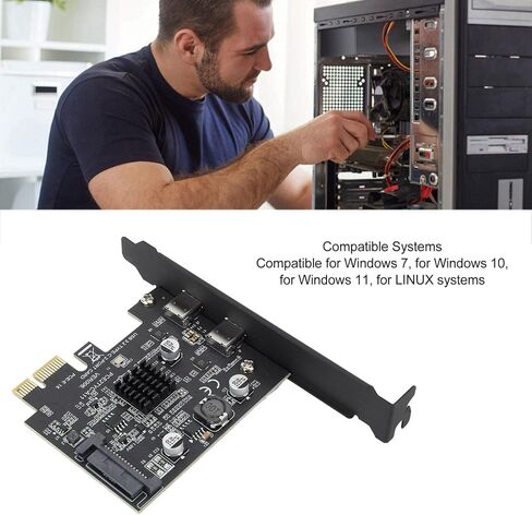 PCI E 1x إلى USB 3.2PCI بطاقة تمدد Express ، نقل بيانات عالية السرعة ، نقل ملفات فعالة ، Gen2 Dual Type C عالية السرعة 10 جيجابت في الثانية PCI Express in Kuwait