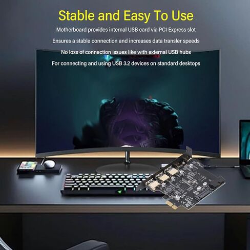 Yuyte PCIe إلى USB 3.2 Gen 1 Card 5GBPS 5 PORT PCI Express Card مع 2 Type C & 3 Type A Ports لـ OS X PC Desktop in Saudi Arabia