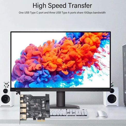 Yuyte PCIe إلى USB 3.2 Gen 1 Card 5GBPS 5 PORT PCI Express Card مع 2 Type C & 3 Type A Ports لـ OS X PC Desktop in Saudi Arabia