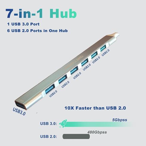 USB C to USB Hub Multiport Adapter, Aluminum 4 Ports USB C Splitter for Laptop,for MacBook Pro/Air, iPad Pro, Dell, Chromebook Keyboard, Mouse, HDD in Kuwait