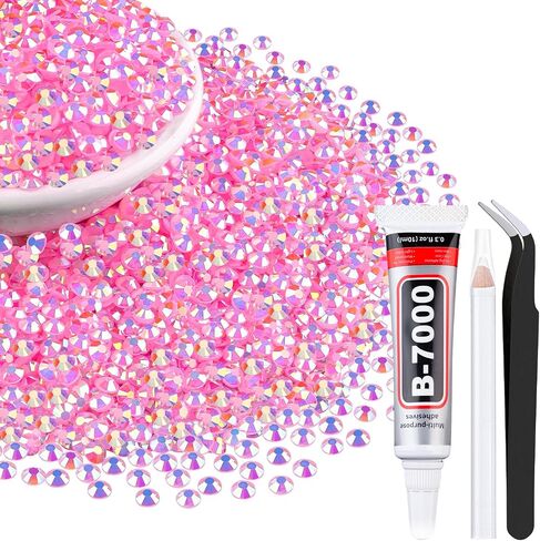 5000Pcs 4mm Resin Jelly Rhinestones with 3Pcs 10ml B7000 Jewelry Glue for Crafting, Black Non Hotfix Flatback Gems, Bedazzling Crystal Bulk for DIY Crafts Clothing Tumblers Shoes Fabric in Saudi Arabia