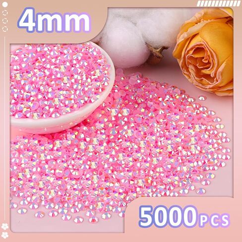 5000Pcs 4mm Resin Jelly Rhinestones with 3Pcs 10ml B7000 Jewelry Glue for Crafting, Black Non Hotfix Flatback Gems, Bedazzling Crystal Bulk for DIY Crafts Clothing Tumblers Shoes Fabric in Saudi Arabia