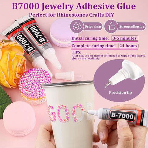 5000Pcs 4mm Resin Jelly Rhinestones with 3Pcs 10ml B7000 Jewelry Glue for Crafting, Black Non Hotfix Flatback Gems, Bedazzling Crystal Bulk for DIY Crafts Clothing Tumblers Shoes Fabric in Saudi Arabia