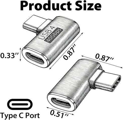 Cyberguys! USB C Right Angle Adapter PD 240W for Thunderbolt 4/3, 2-Pack in Kuwait