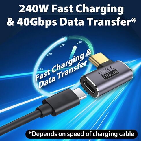 USB C محول الزاوية اليمنى PD 240W لـ Thunderbolt 4/3 ، الزاوية اليمنى 90 درجة USB C ذكر إلى Extender Extender 40GBPS DATA USB4 in Kuwait