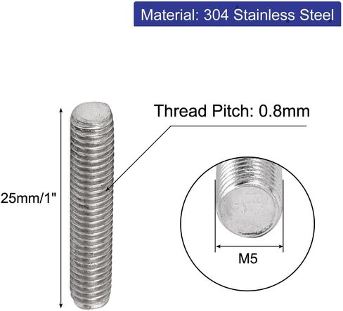 uxcell M4 x 25mm 304 Stainless Steel Fully Threaded Rod Bar Studs Fastener 20 Pcs in Saudi Arabia