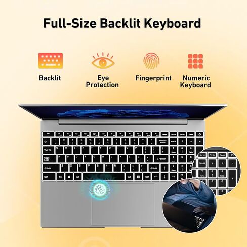 2025 Latest 15.6'' Laptop Compatible with Windows 11, FHD IPS Display, 8GB RAM 256GB SSD, Intel Quad-Core Processor(Max 2.9GHz), Backlit Keyboard, Fingerprint, WiFi5, BT5, Mini-HDMI, TF Card Slot in Saudi Arabia