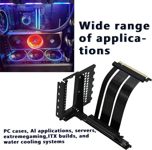 Formulamod Vertical GPU Mounting Kit, PCIe 5.0 x16 Riser Cable 90 Degree with Vertical GPU Holder, Gen 5 Graphics Card Extension Cable 5.9 inch, Compatible with RTX4090,RTX5090,9070xt, rx9070 (White) in Kuwait