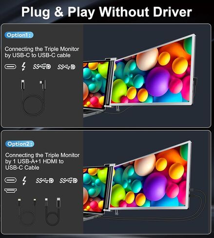 موسع شاشة الكمبيوتر المحمول ، 15.6 "FHD 1080P IPS جهاز محمول لجهاز الكمبيوتر المحمول ، موسع مراقب مزدوج لـ 13" -17.3 "أجهزة الكمبيوتر المحمولة ، متوافقة مع MacOs ، Windows in Saudi Arabia