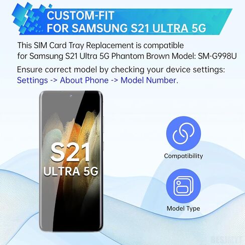 for Samsung Galaxy S21 Ultra 5G Sim Card Tray Replacement (Single SIM Version) Phantom Brown Card Tray Slot Holder Bracket Adapter with Needle Ejector for S21 Ultra 5G SM-G998U SM-G998U1 in Saudi Arabia