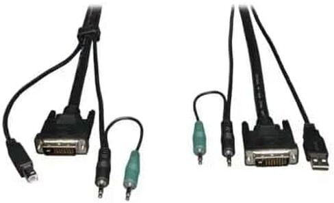 TRIPP Lite Eaton Series P759-006 6ft KVM Switch Cable Kit ، DVI-D 24+1 ، USB A-B ، الصوت 3.5 ملم ، مقولبة ، أسود ، ROHS ، لـ B002-DUA2/DUA4 ، حزمة Cloud Care مسبقة التهيئة (10 حزم) in Kuwait