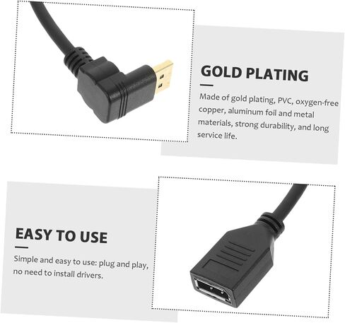 NUOBESTY Dp Male to Female Displayport Extension Cable Upward Angled Adapter for Computer Monitor Connection with Ergonomic Design and Wide Device Compatibility in Saudi Arabia