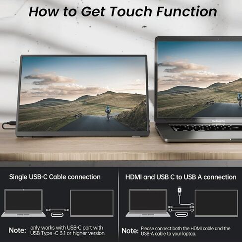 شاشة تعمل باللمس المحمولة 14 بوصة 1200p شاشة تعمل باللمس المحمولة مع حبل واقٍ من CNC Metal HDMI USB C 100 ٪ SRGB شاشات سفر متناهية الصغر للكمبيوتر المحمول ، الكمبيوتر الشخصي ، MAC ، الهاتف ، التبديل in Saudi Arabia