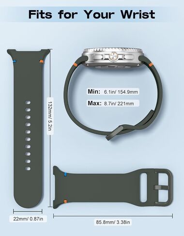 Moko Sport Band for Samsung Galaxy Watch 8 Band 40mm 44mm/Galaxy Watch 8 Classic 46mm ، حزام بديل للسيليكون الناعم للرجال ، M/L ، Black in Saudi Arabia