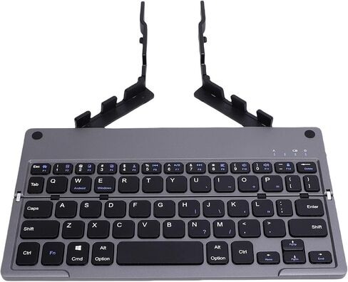 Yoidesu Foldable Bluetooth Keyboard, Mini Quiet Wireless Travel Keyboard with Phone Stand, Portable Lightweight Rechargeable for Mobile Phones, Tablets, laptops (Grey Black) in Saudi Arabia