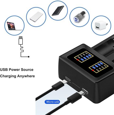 18650 Battery Charger, 2-Bay 5V 2A for Rechargeable Batteries 3.7V Li-ion 26650 18650 16340(RCR123) Capacity Display (Not Battery) in Saudi Arabia